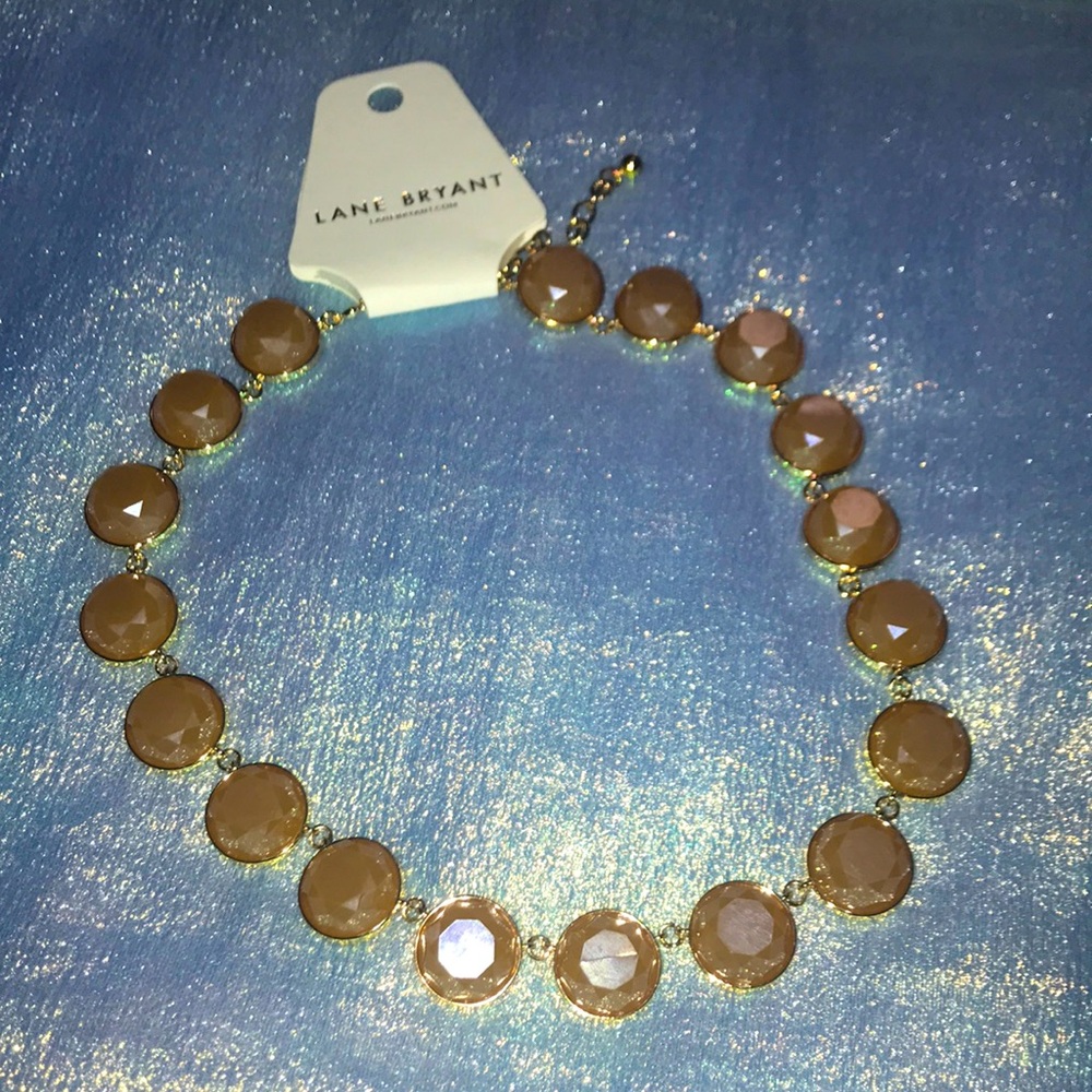 Lane Bryant Faceted Stone Necklace in Fauna & Gold Tone